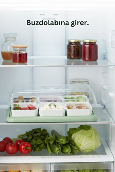 grimorlife Breakfast Set with 6 Hard Plastic Trays - Square Breakfast Bowl Storage Container