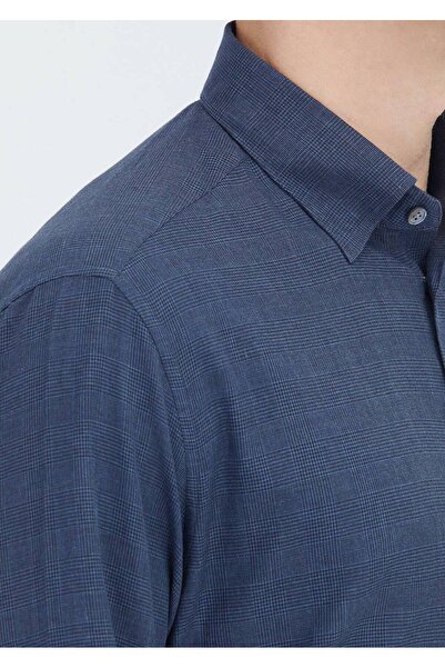 Ramsey Light Navy Checkered Casual Fit Woven Casual 100% Cotton Shirt