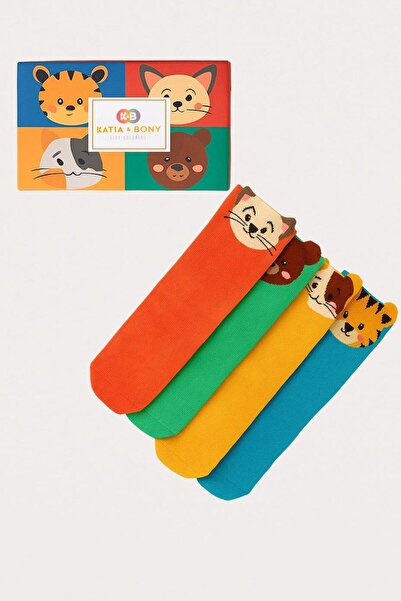 BONY SOCKS 22401K2005 4PCK КУТИЯ С МИЛИ ЖИВОТНИ ДЕТСКИ ЧОРАПИ С мотиви