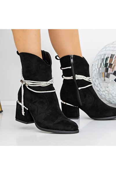 mei Botine Dama cu Toc gros 3JF11 Negru