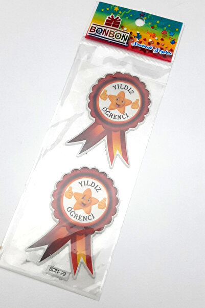 Bimotif 6 adet kabartmalı yapışkan sticker rozet, yıldız öğrenci