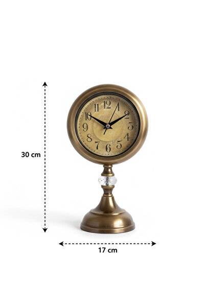 Genel Markalar Metal Kristal Eskitme Masa Saati Rustik | 30x17 cm | Butik Saat