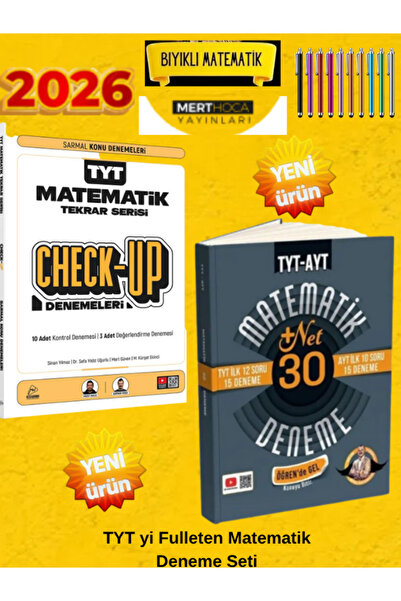 Mert Hoca Yayınları 2026 TYT Matematik Check Up Denemeleri+Bıyıklı 2026 TYT M...