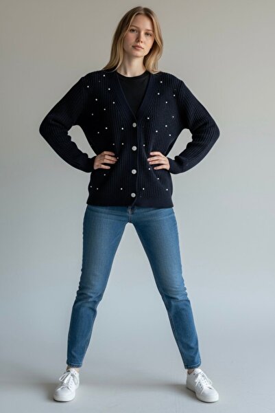 DLC Tekstil Knitwear Angora Cotton Fabric Sweater-Cardigan