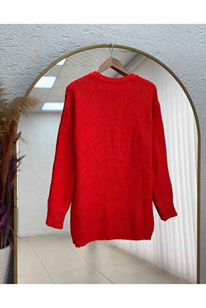MİHRA STORE Aleida Straight Oversized Knitwear Sweater with Elastic on the Sleeves and Bottom-Zi̇5225 Orange