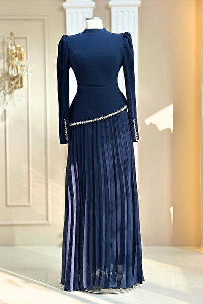 Amine Hüma Efsun Abiye Elbise Lacivert