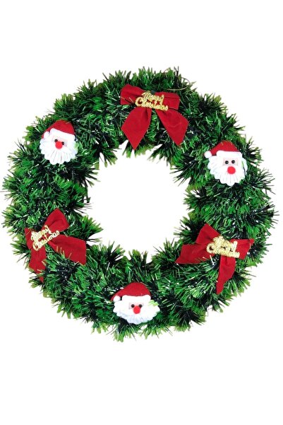 Coverzone 30cm Christmas Door Wreath with Red Ribbon – Christmas Wall Decor with Pine Cones Home Office Ornament