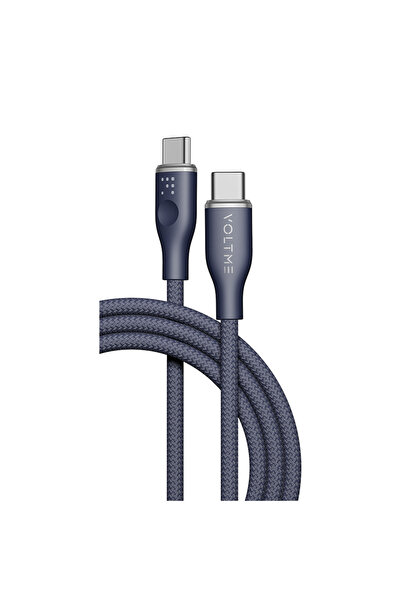 VOLTME كابل نايلون من سلسلة Rugg USB-C إلى USB-C بطول 1.8 متر وقوة 60 واط - أزرق