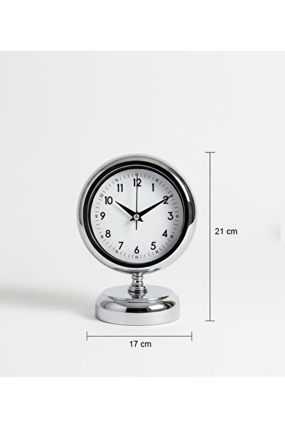 Genel Markalar Metal Dekoratif Krom Masa Saati Modeli | 21x17 cm | Butik Saat