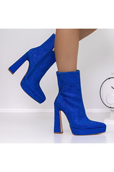 mei Botine Dama cu Toc gros si platforma 3KV9 Albastru inchis