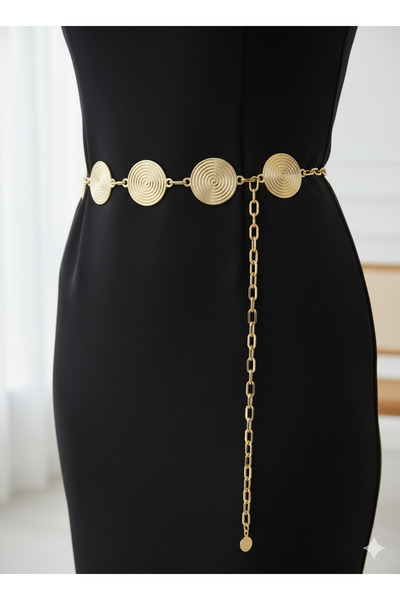 Gizemce Butik Sarmal Desenli Trend Gold Zincir Kemer - Bel Zinciri