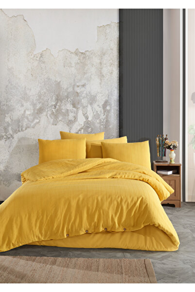 PERLE MAİSON Perlemaisón Double Bamboo Duvet Cover Set 'Maribel Mustard'