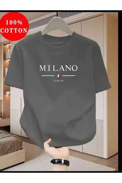 ORVIO Group ميلانو إيطاليا B مطبوع تي شيرت قطني