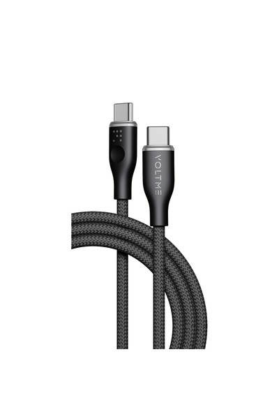 VOLTME كابل نايلون من سلسلة Rugg USB-C إلى USB-C بطول 1.8 متر وقوة 60 واط - أسود