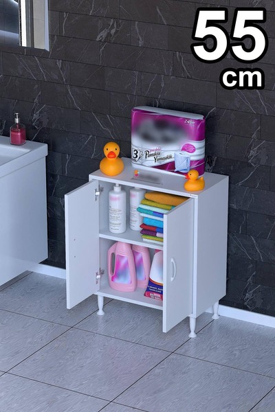 Modilayn SÖKE Kapaklı 1 Raf, Ayaklı, Çok Amaçlı Banyo Dolabı (14 farklı Genişlik Seçeneği)