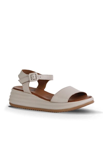 Bueno Shoes Gray Leather Women's Wedge Heeled Sandals 01Wy5700