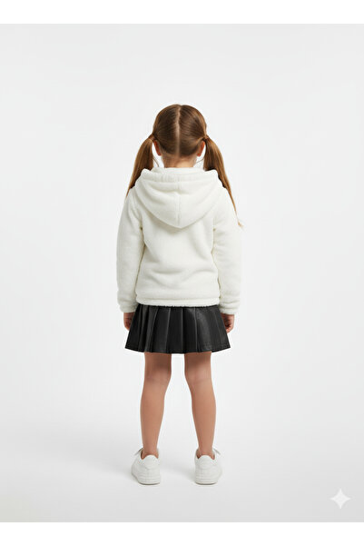 ribana Zippered Hooded Children's Plush Soft Cardigan