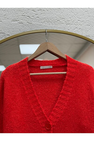 MİHRA STORE Alessia Soft Knit Cardigan with Elasticated Sleeves and Bottoms-Zi̇5226 Orange