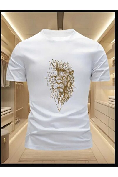 ORVIO Group Men's Geometric Lion Head T-Shirt