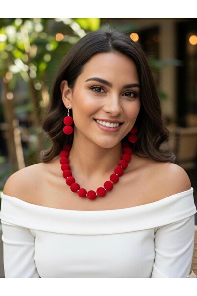 canan dizayn Bohemian Authentic Suede Coated Bead Necklace, Earring Set (Special Design)