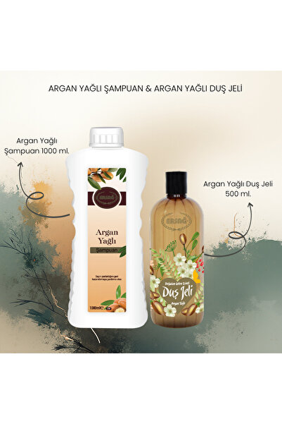 Ersağ ARGAN YAĞLI ŞAMPUAN 1000 ML. & ARGAN YAĞLI DUŞ JELİ 500 ML. ( İKİSİ BİR...