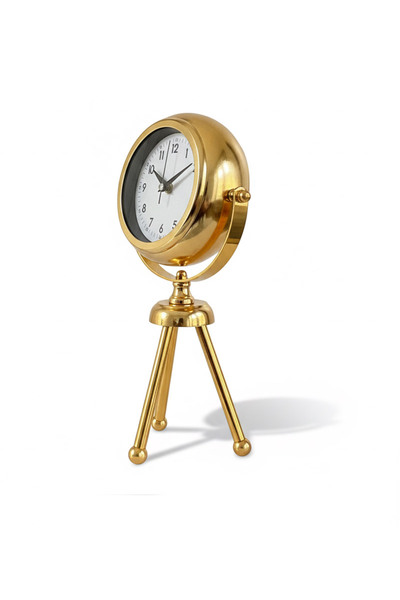 Genel Markalar Mini Tripod Gold Masa Saati | 37x18 cm | Butik Saat