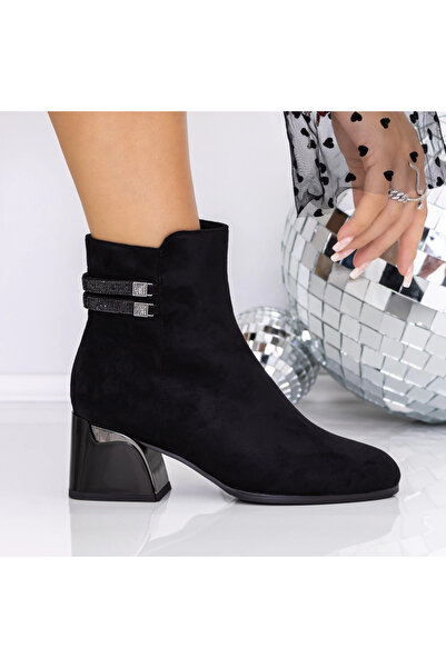 mei Women's Ankle Boots with Thick Heels 3AD3 Black