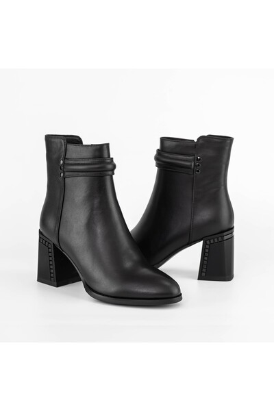 Jose Simon Γυναικεία μποτάκια με χοντρό τακούνι K822-1A Μαύρα