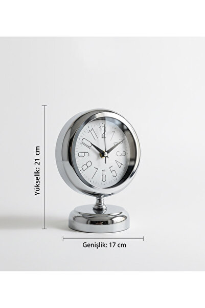 Genel Markalar Metal Modern Krom Masa Saati Modeli | 21x17 cm | Butik Saat
