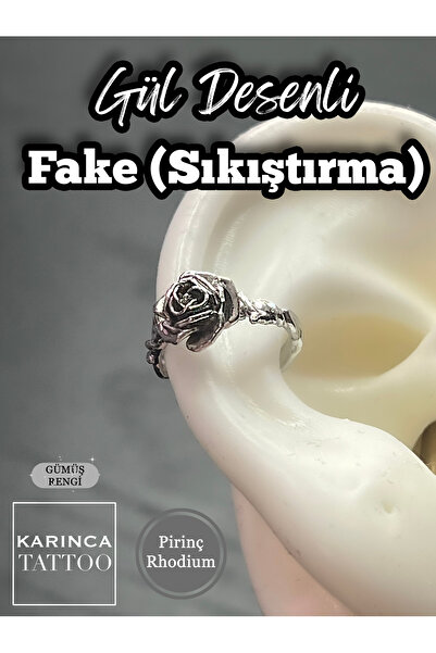 Karınca Piercing Gül Desenli Fake Piercing Orbital Conch Piercing Kulak Sıkış...