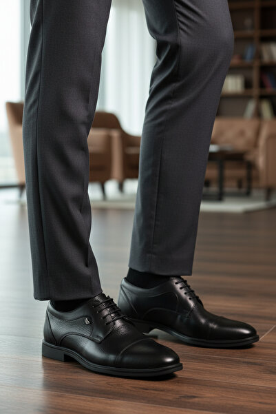 WALKWAY Black Genuine Leather Men's Classic Shoes 2499 m