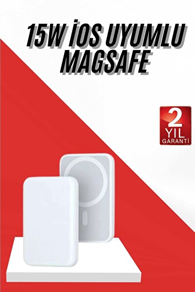 UCUZTEKNO İOS Uyumlu Magsafe Kablosuz 15w Şarj Powerbank Magesafe