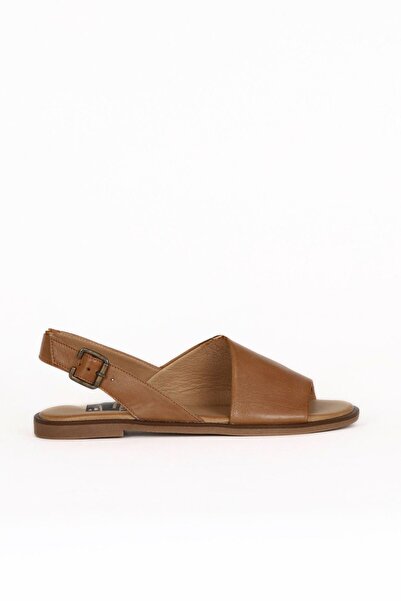 Bueno Shoes Γυναικεία φλατ σανδάλια από δέρμα κανέλας 01wa5700