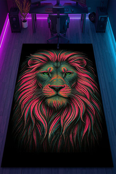 HalıOnline Sanat Artwork Desenli Kaymaz Taban Makinede Yıkanabilir Gaming Oyu...