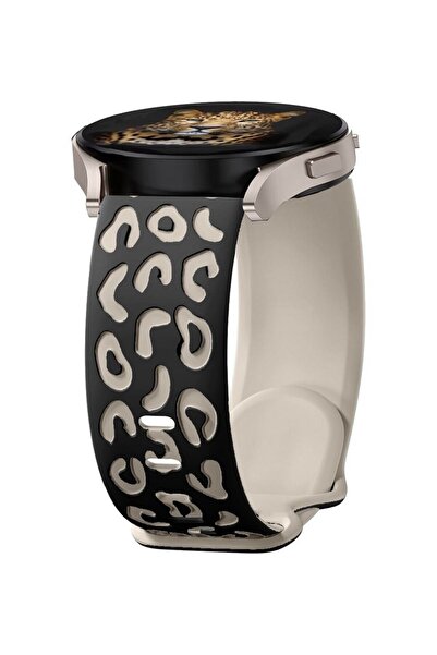 bbtech Huawei Watch Gt 6/Gt 6 Pro 46mm Compatible Leopard Pattern Double Layer Silicone Band 22mm Android Strap