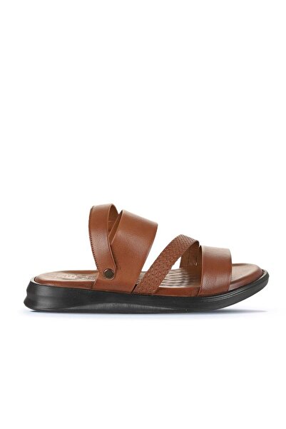 Bueno Shoes Tan Leather Men's Flat Sandals 25Ms2236