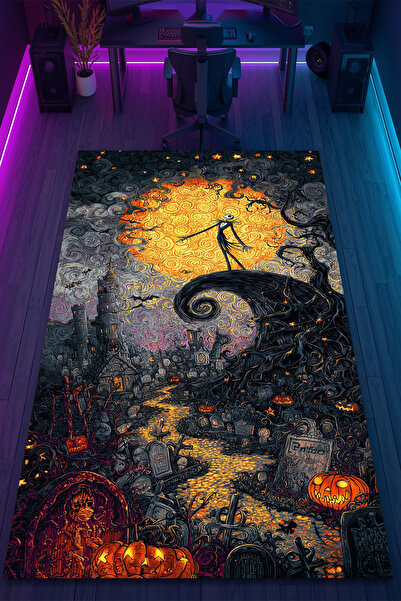 HalıOnline Sanat Artwork Desenli Kaymaz Taban Makinede Yıkanabilir Gaming Oyu...