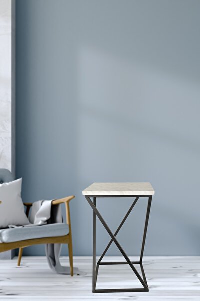 Begüsa Zeta Sehpa Siyah Mermer Ahşap