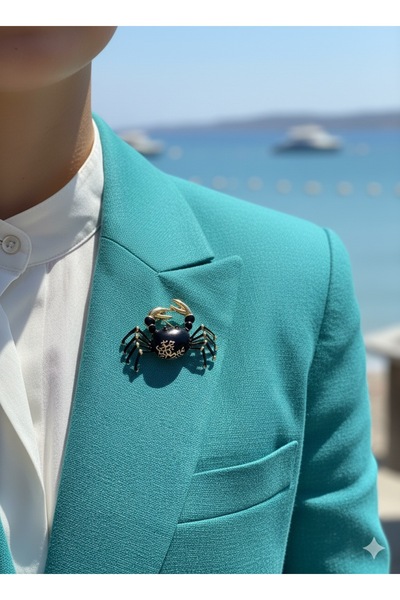 iz accessories 16 Yengeç Broş, Deniz Temalı Broş, Plaj Aksesuarı, Deniz Canlısı Broş, Okyanus Temalı Takı