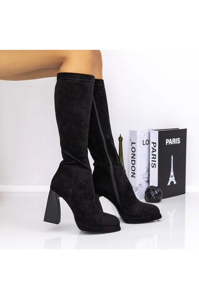 mei Cizme Dama cu Toc gros 3AD30 Negru