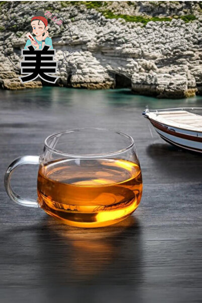 CÖDEL Isıya Dayanıklı Borosilikat Kulplu Yuvarlak Kupa Cam Bardak Kahve Sunum...