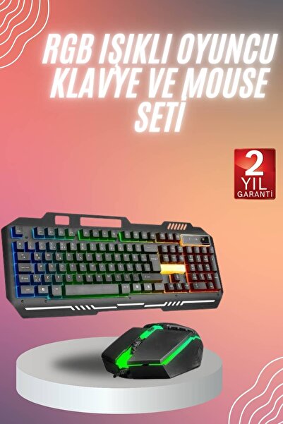 UCUZTEKNO RGB Işıklı Gaming Oyuncu Klavye Q Klavye Mouse Hediyeli