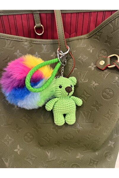 Thezuffy سلسلة مفاتيح محبوكة على شكل دمية دب أميجورومي مصنوعة يدويًا - هدية ل...