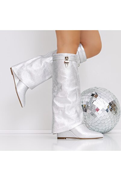 mei Cizme Dama cu Platforma 3JF7 Argintiu