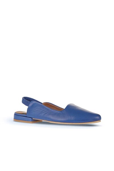 Bueno Shoes Blue Dark Leather Women's Flat Sandals 01Wa0303