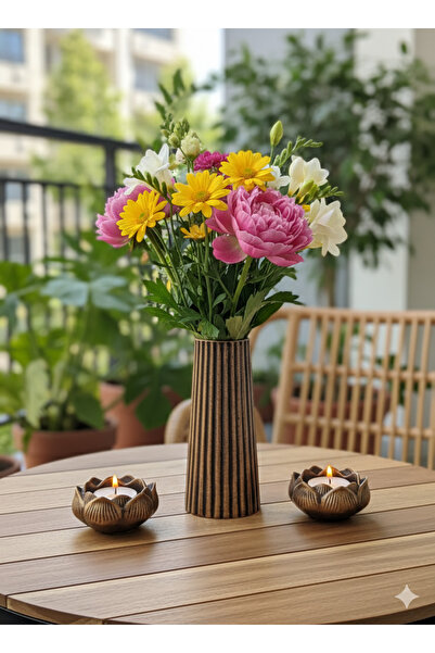 Alba Home Decor Dekoratif sunumluk vazo mumluk set