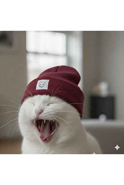 MEOW Winter Wool Cat Label Unisex Foldable Beanie