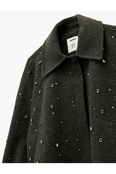 Koton X Melis Ağazat - Μακρυμάνικο μπουφάν με κουμπιά και πέτρινη κασετίνα