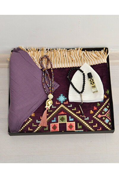 Bilenler Σετ δώρου για προσευχή – Χαλί προσευχής με μοτίβο κιλίμ, επένδυση, κ...