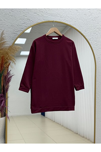MİHRA STORE Alandra Two Thread Plain Sweat-Zİ3088 Βουργουνδίας